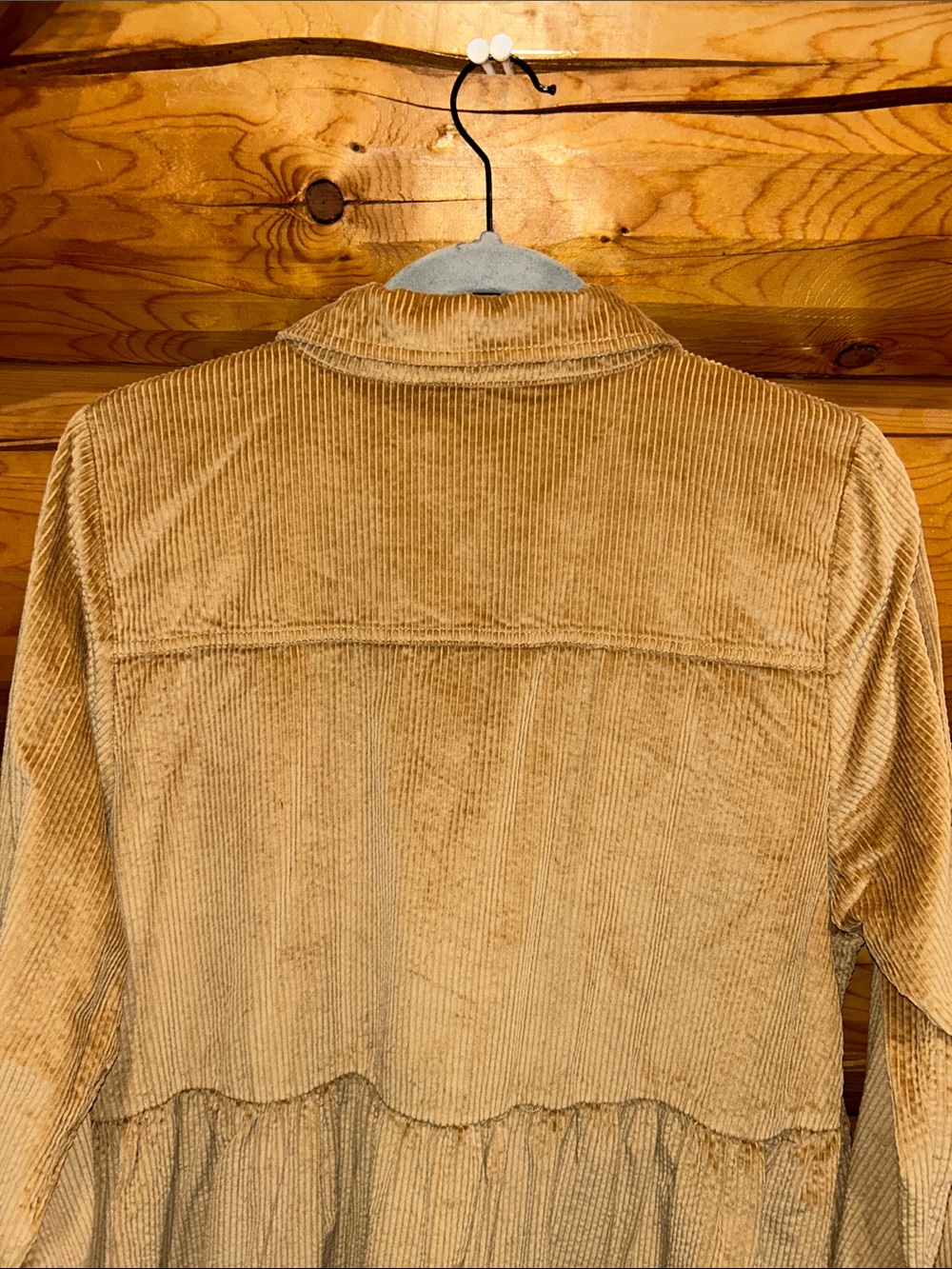 American Eagle NWOT Corduroy Babydoll Button Down Mini Size L Tall in Camel Tan - Picture 6 of 7